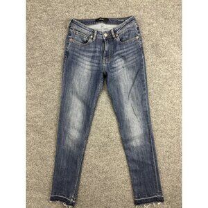 Dish Jeans‎ Womens 26 Blue Med Wash Mid Rise Skinny Stretch 26x28 Distressed